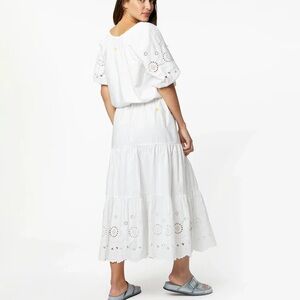 Kirious Los Angeles White Eyelet Tiered Midi Skirt
